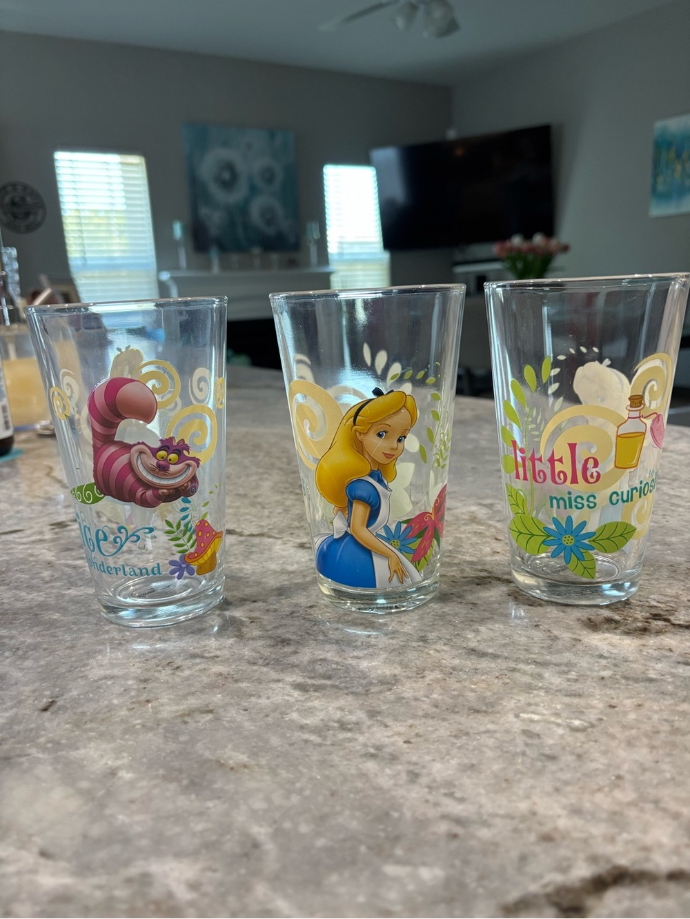 Disney Alice in Wonderland Character Drinking Glasses - Set of 3 glasses